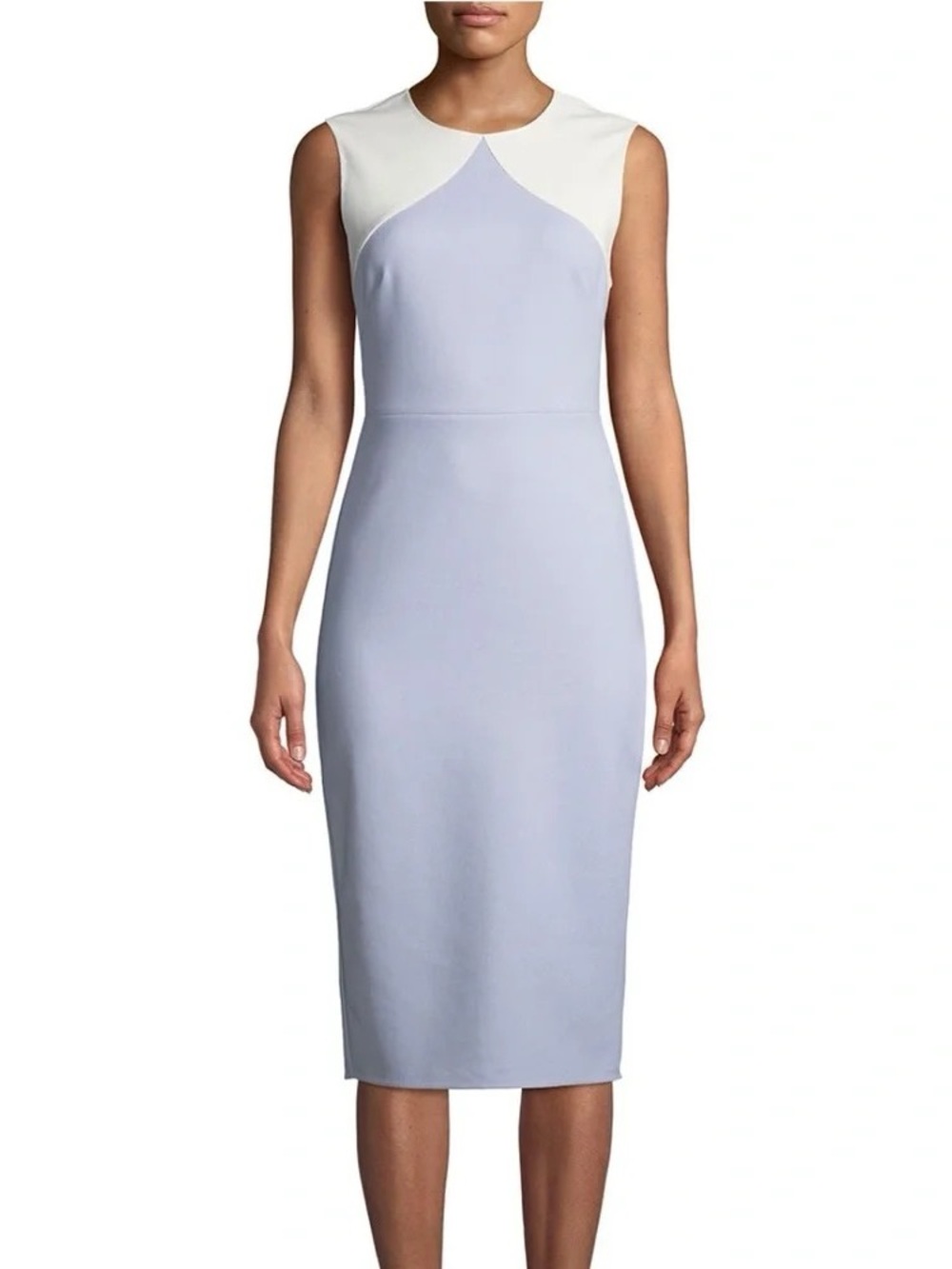 Diane Von FurstenberSleeveless Color-block  Sheath Dress in Light Blue and Cream